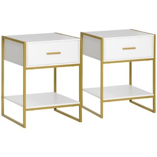 Set 2 Comodini Moderni con Cassetto e Ripiano Aper