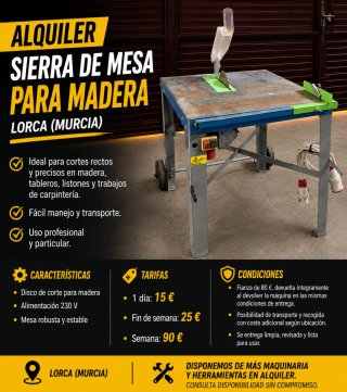 ALQUILER | Sierra de Mesa para Madera