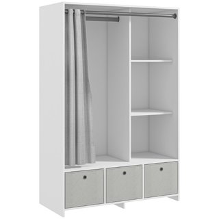 Armadio Guardaroba con Barra Appendiabiti, 3 Casse