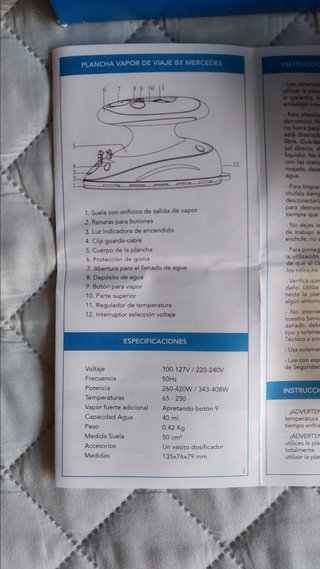 Plancha de vapor Mercedes Aqua Limpia - Nueva