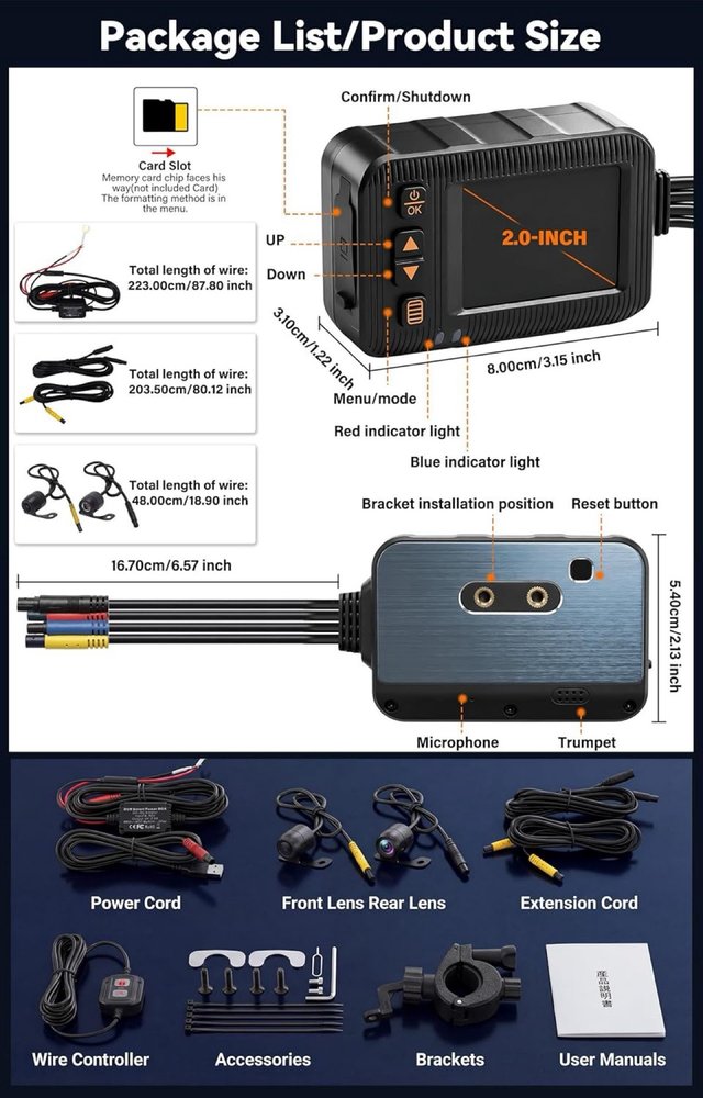 NUEVO Dashcam Moto SIXWIN Delantera Trasera