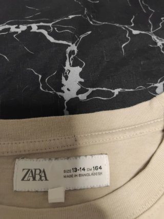 Pack 2 Camisetas Zara Larga Beige y Negra