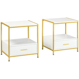 Set di 2 Comodini Moderni con Cassetto e Ripiano A