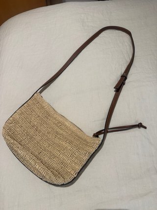 Bolso de rafia y piel