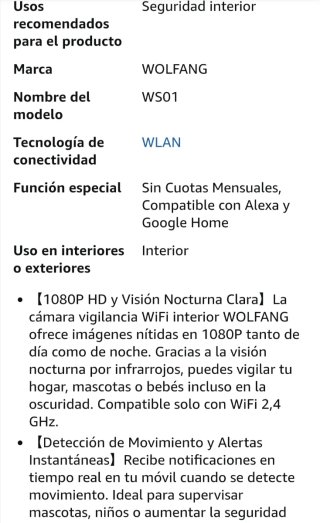 Cámara de Seguridad Interior WOLFGANG