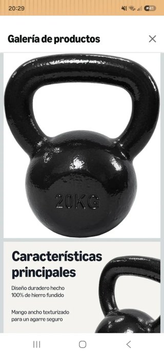 Pesa Rusa 20KG Kettlebell (Nuevo)