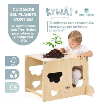 Torre Montessori 3 en 1 Pizarra y Mesa