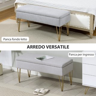 Panca Fondo Letto con Contenitore in Tessuto e Gam