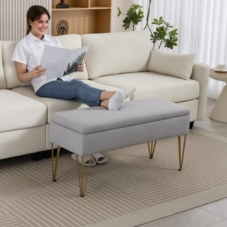Panca Fondo Letto con Contenitore in Tessuto e Gam