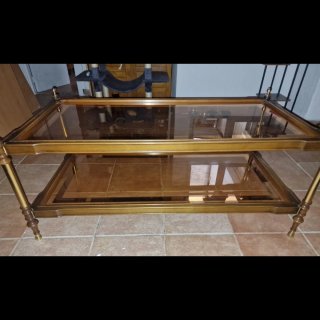 Mesa centro clásica de cristal madera y metal