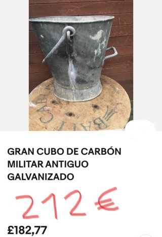 Cubo/pala Antiguo. Metal, chapa, zinc. Decoración.