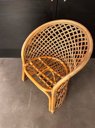 Butaca vintage de mimbre y ratán