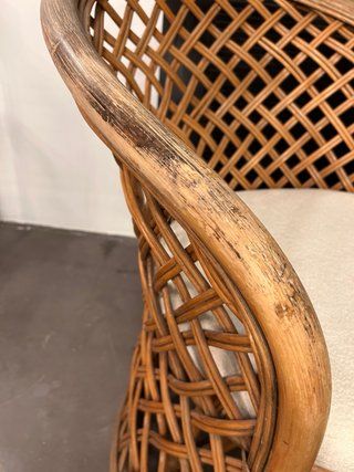 Butaca vintage de mimbre y ratán