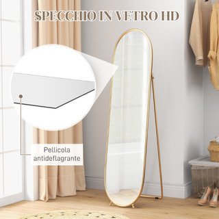 Specchio Verticale Ovale da Terra con Supporto, in