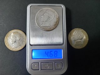 5 Monete Argento UNA PESETA Alfonso XIII 1903-1904