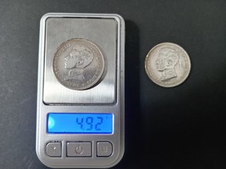 5 Monete Argento UNA PESETA Alfonso XIII 1903-1904