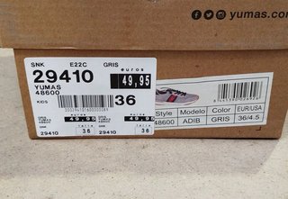 Zapatillas Yumas Adib Gris Talla 36