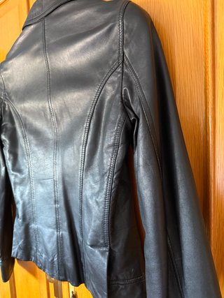 Cazadora Piel Mujer Massimo Dutti Negra