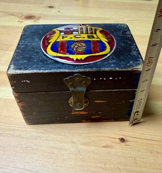 Caja Antigua Madera Escudo esmaltado FC Barcelona