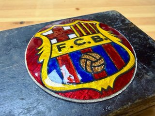 Caja Antigua Madera Escudo esmaltado FC Barcelona