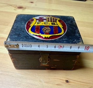 Caja Antigua Madera Escudo esmaltado FC Barcelona