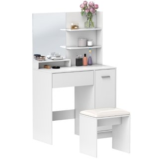 Toeletta Trucco con Specchio e Sgabello, Cassetto,
