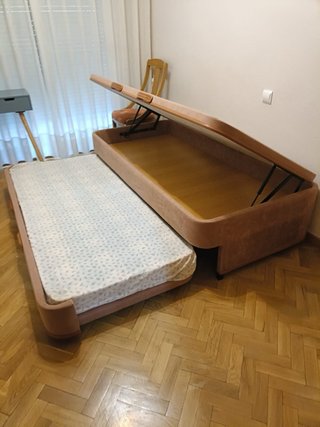 Canapé abatible 90cm tela y madera Con colchón