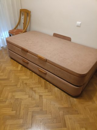 Canapé abatible 90cm tela y madera Con colchón