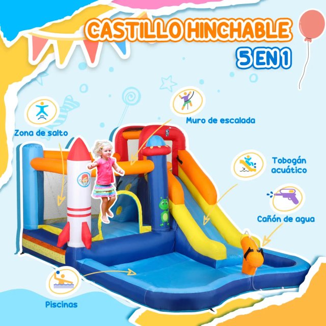Castillo Hinchable 5 en 1 con Tobogán