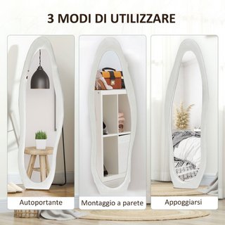 Specchio a Figura Intera con Cornice Ondulata in V