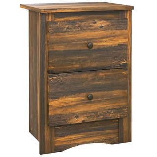 Comodino con 2 Cassetti dallo stile Rustico in Leg