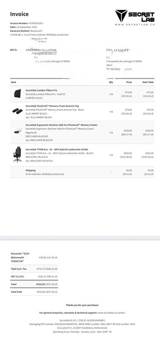 Secretlab TITAN Evo XL + Extras | Factura y Garant