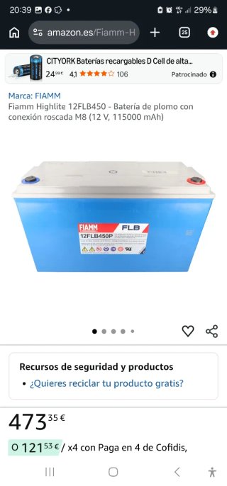 Bateria para inversor o para equipos de musica