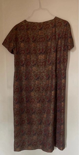 Abito Vintage Broccato Oro Bordeaux Anni 60/70