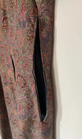 Abito Vintage Broccato Oro Bordeaux Anni 60/70