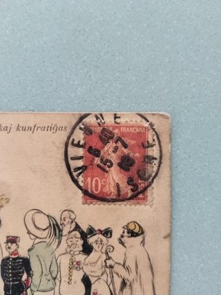 Curiosa Postal antigua, 1910. Temática Esperanto.