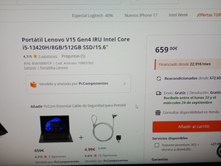 Portátil Lenovo i5 16GB RAM 512GB SSD 15.6 FHD