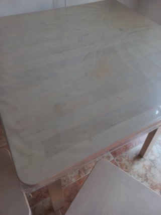 Conjunto mesa y 2 taburetes madera