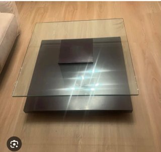 Mesa de centro cristal y madera