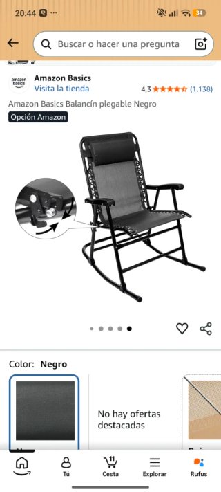 Balancín/Silla Plegable Color Negro Amazon basics