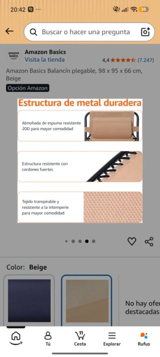 Balancín/Silla Plegable Color Negro Amazon basics