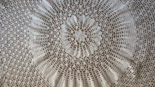 Toalha de mesa redonda croché/renda feita à mão