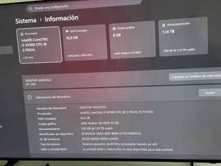 PC Gamer i7-8700k 16GB RAM RX 6600 8GB