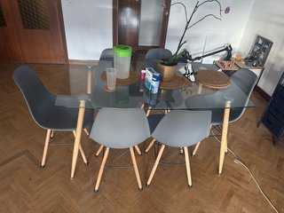 Juego comedor cristal 6 sillas