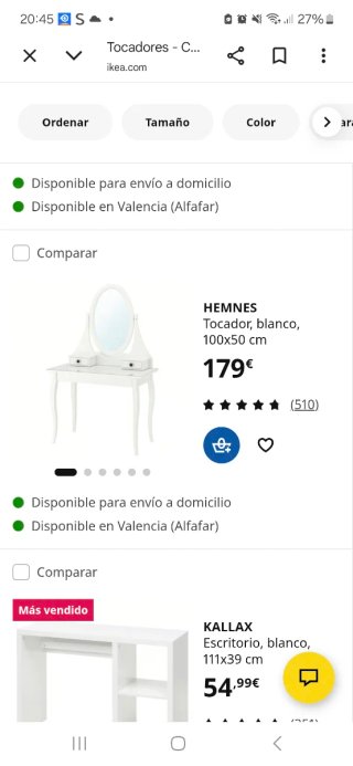 Tocador Ikea Hemnes Blanco y Cristal