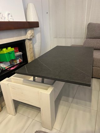 Mesa de centro madera beige y negra