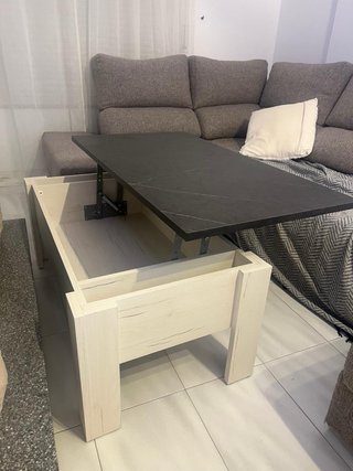 Mesa de centro madera beige y negra
