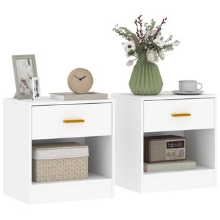Set 2 Comodini Moderni in Legno con Cassetto e Rip