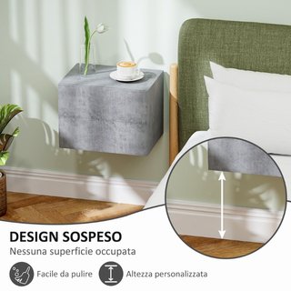 Set di 2 Comodini Sospesi con 2 Cassetti Moderni e