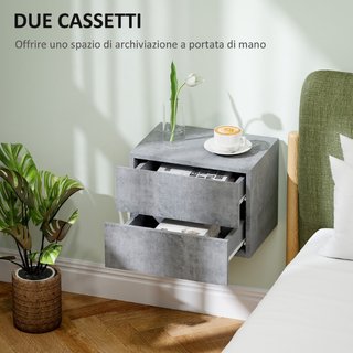 Set di 2 Comodini Sospesi con 2 Cassetti Moderni e